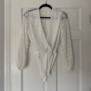 SHEIN White Textured Bodysuit